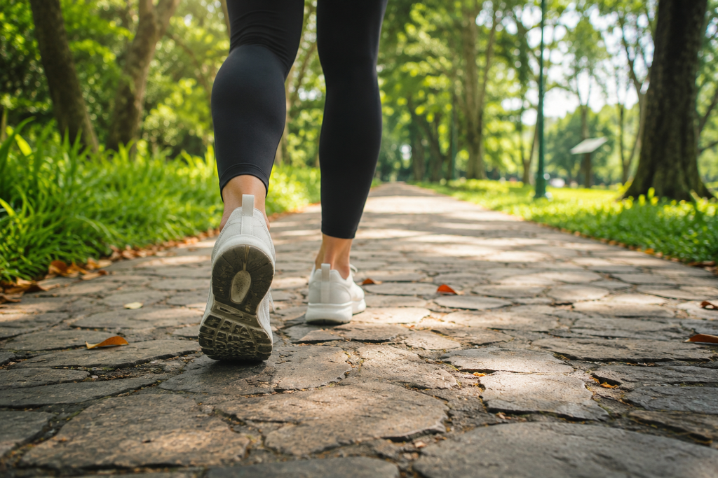 Langkah kaki saat berjalan di taman memicu stimulasi neurobiologis pengurang hormon stres.